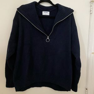 Old Navy Quarter Zip Sweater Navy Blue